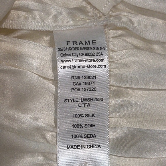 Frame Ruched V-Neck Silk Blouse Off White Large- New - Picture 12 of 14
